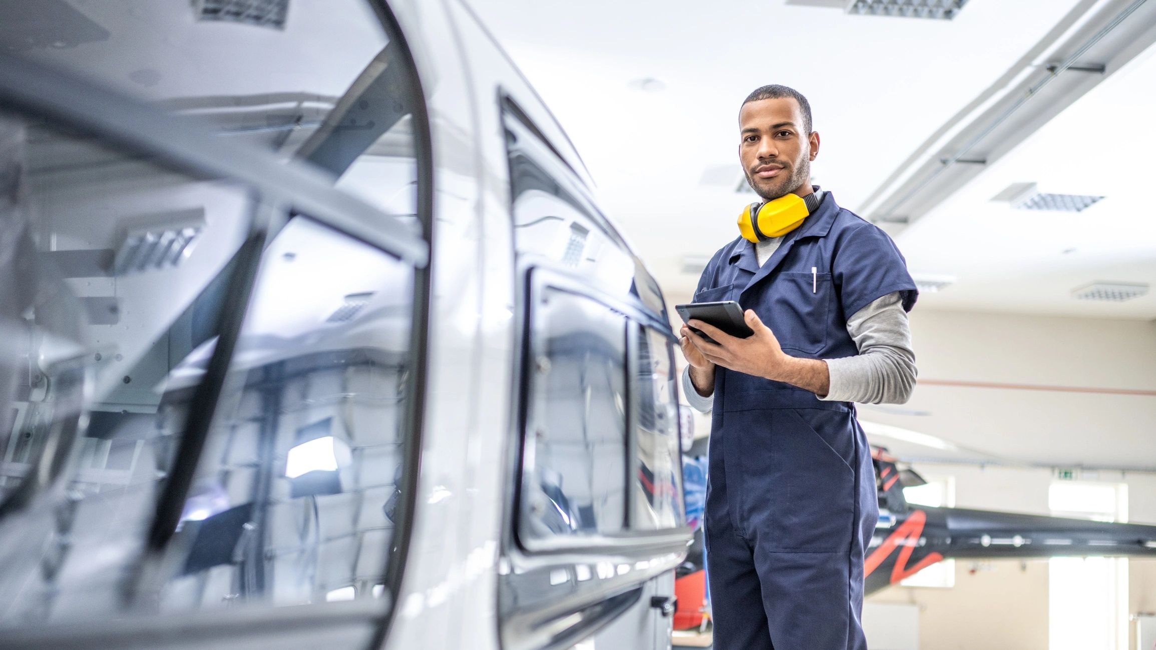 Technician working in a service bay