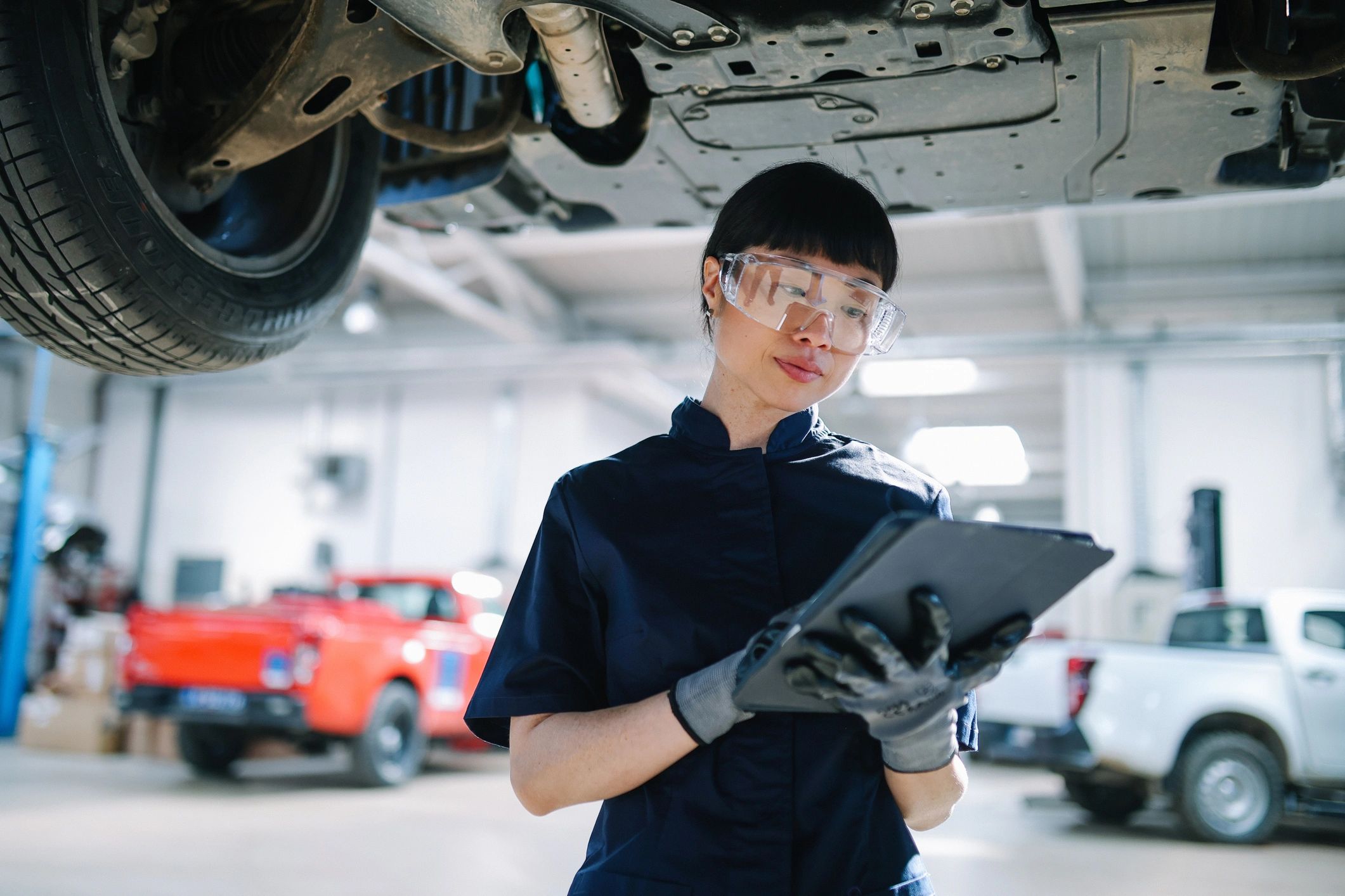 Technician in a car repair shop