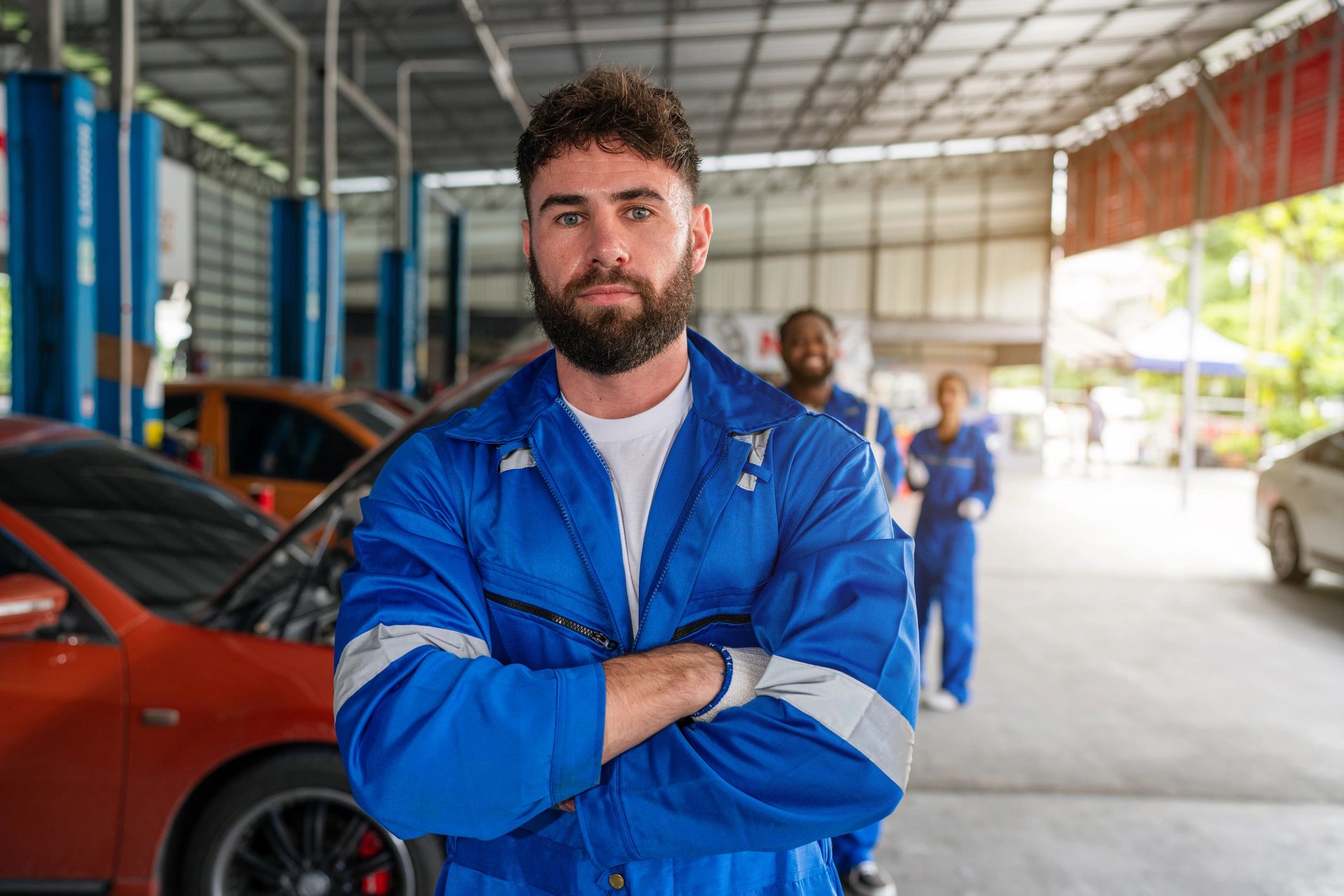Portrait of an auto technician in a repair shop