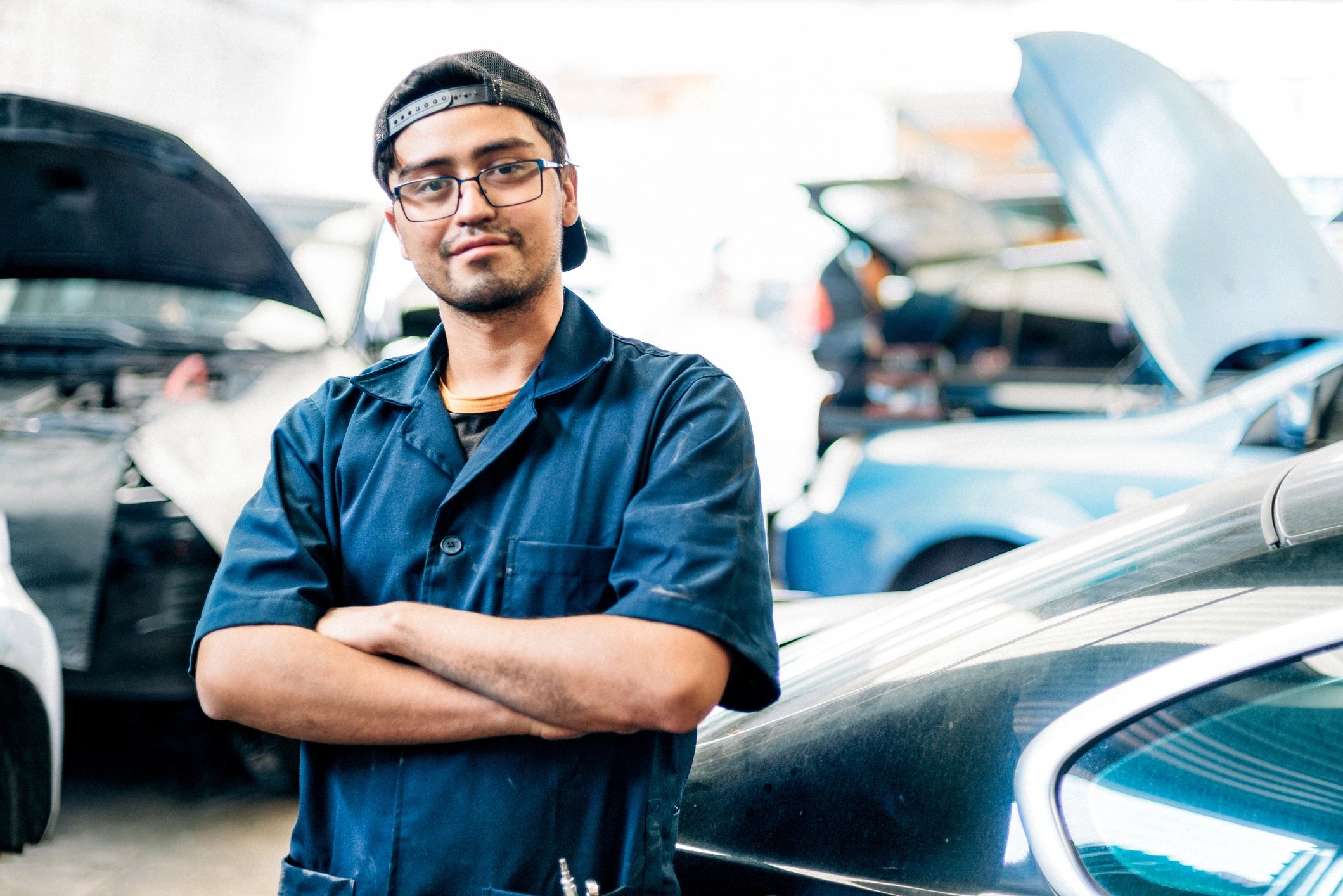 Portrait of an auto technician in a repair shop